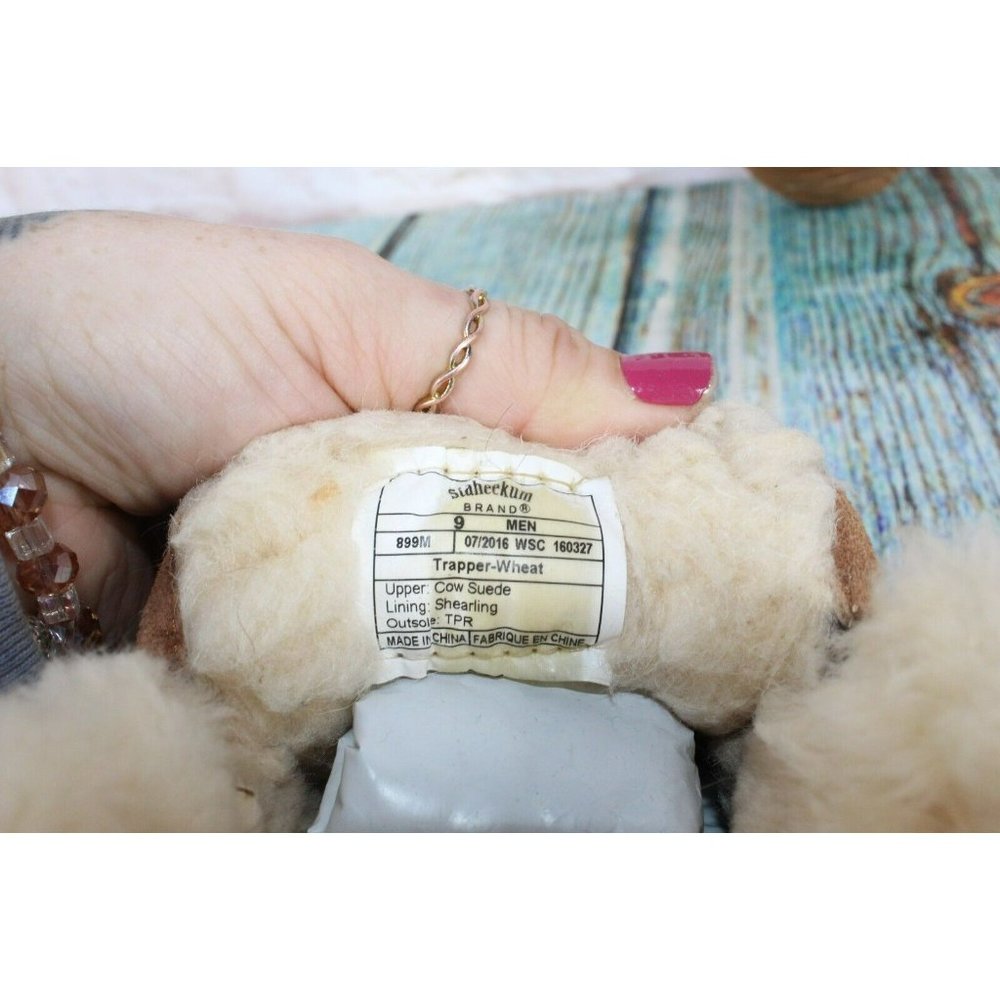 Staheekum Trapper Brown Suede Shearling Lined Moccasins Boots Slippers Sz 9 - Picture 8 of 9